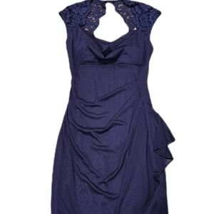 Elegant Navy Blue Lace Dress